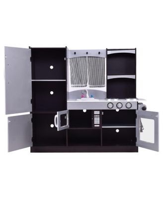 Kids Wooden Modern Kitchen Cooking Pretend Play Set