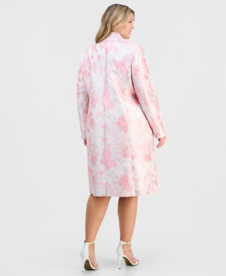 Plus Size Jacquard Button-Front Topper Jacket & Empire-Seamed Sleeveless Dress