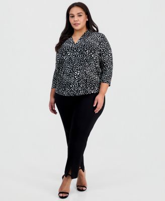 Plus Size Printed Long-Sleeve Top