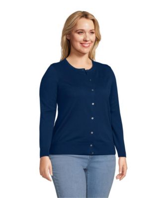Plus Size Fine Gauge Cotton Cardigan Sweater