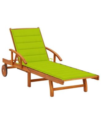 Sunlounger Bright green Solid acacia wood 78.7 in long