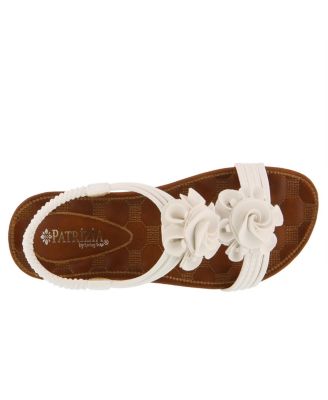 Women s Nectarine Floral T-Strap Sandal with Elastic Back and Quilted Footbed