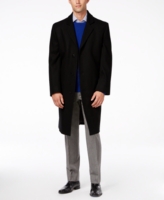London Fog Big and Tall Signature Wool-Blend Overcoat - Black