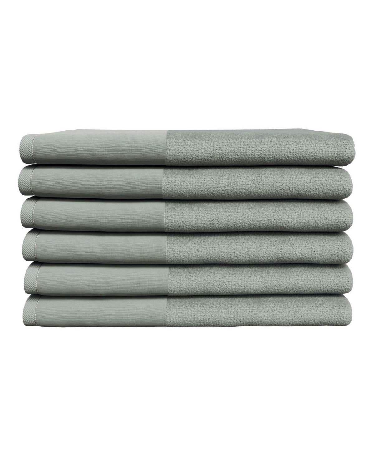 Linery & Co Cotton and Linen-Texture Border 6 Pack Hand Towel Set