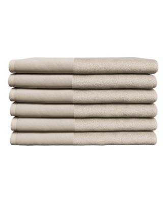 Cotton and Linen-Texture Border 6 Pack Hand Towel Set