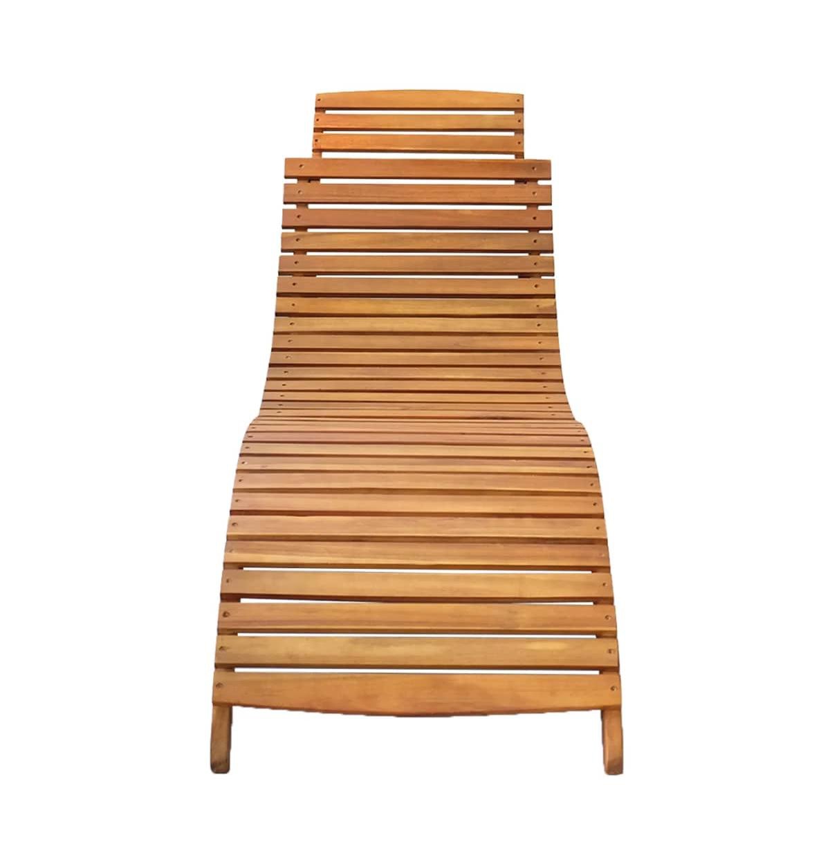 Sun Lounger Natural Brown Solid Acacia wood with a natural oil finish