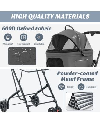 Double Pet Stroller for 2 Dogs or Cats w/ 2 Detachable Carriers Safety Belt