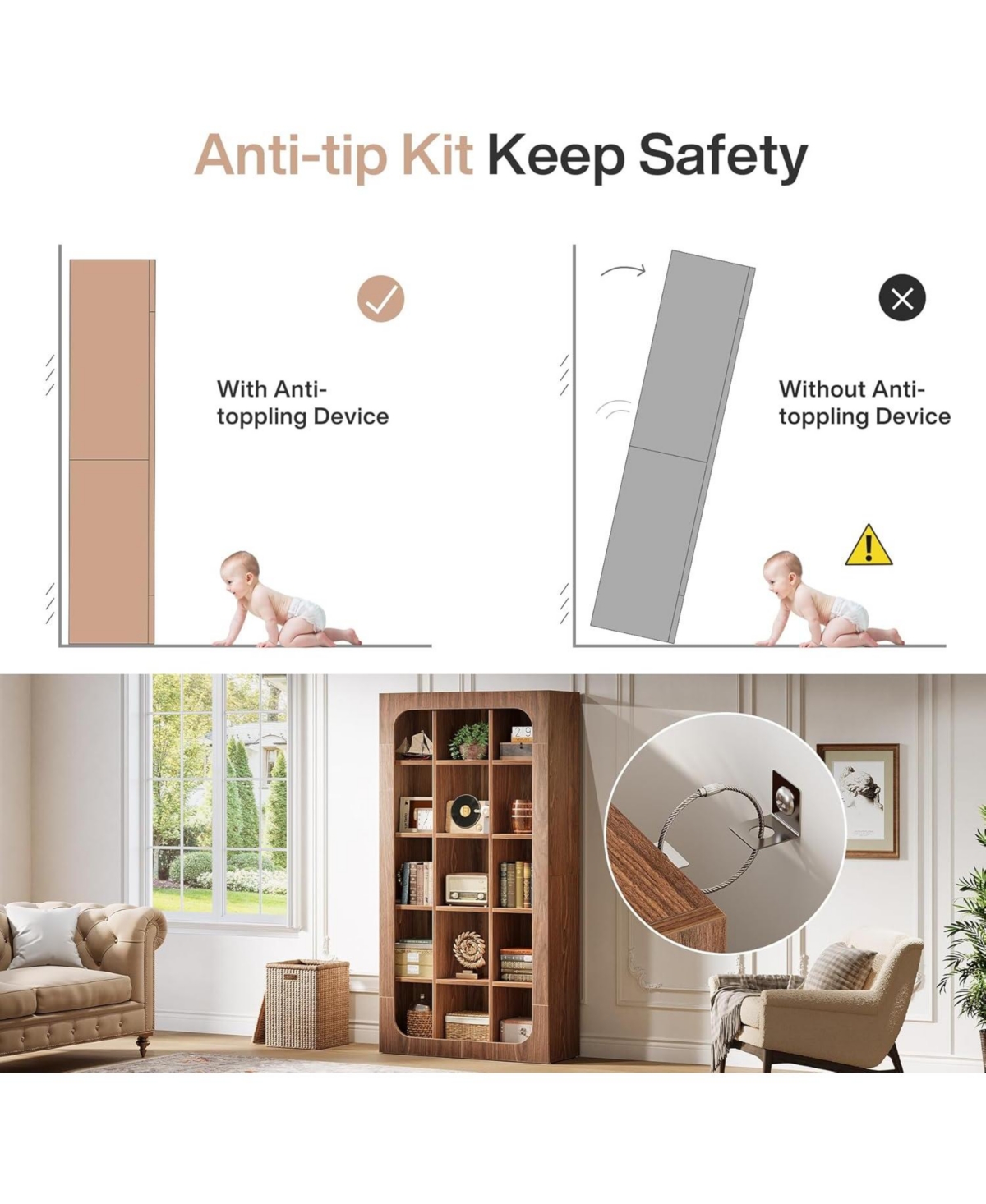 Tribesigns 70.8-Inch Tall Kitchen Pantry, Rustic Cube Cabinet with 15 Open Shelves