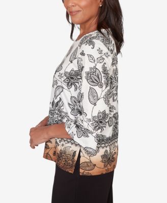 Petite Seville Ombre Floral Crew Neck Top