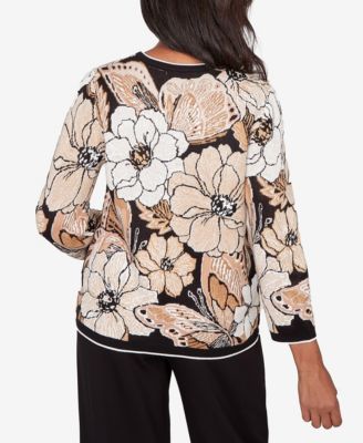 Petite Seville Jacquard Floral Butterfly Sweater