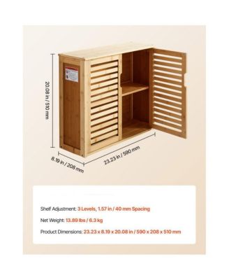 Bathroom Wall Cabinet with Doors and Adjustable Shelves