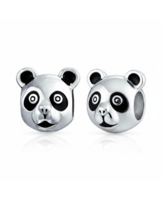 Two-Tone Sterling Silver Koala Panda Charm Bead Set of 2 Fits European Bracelet Jewelry