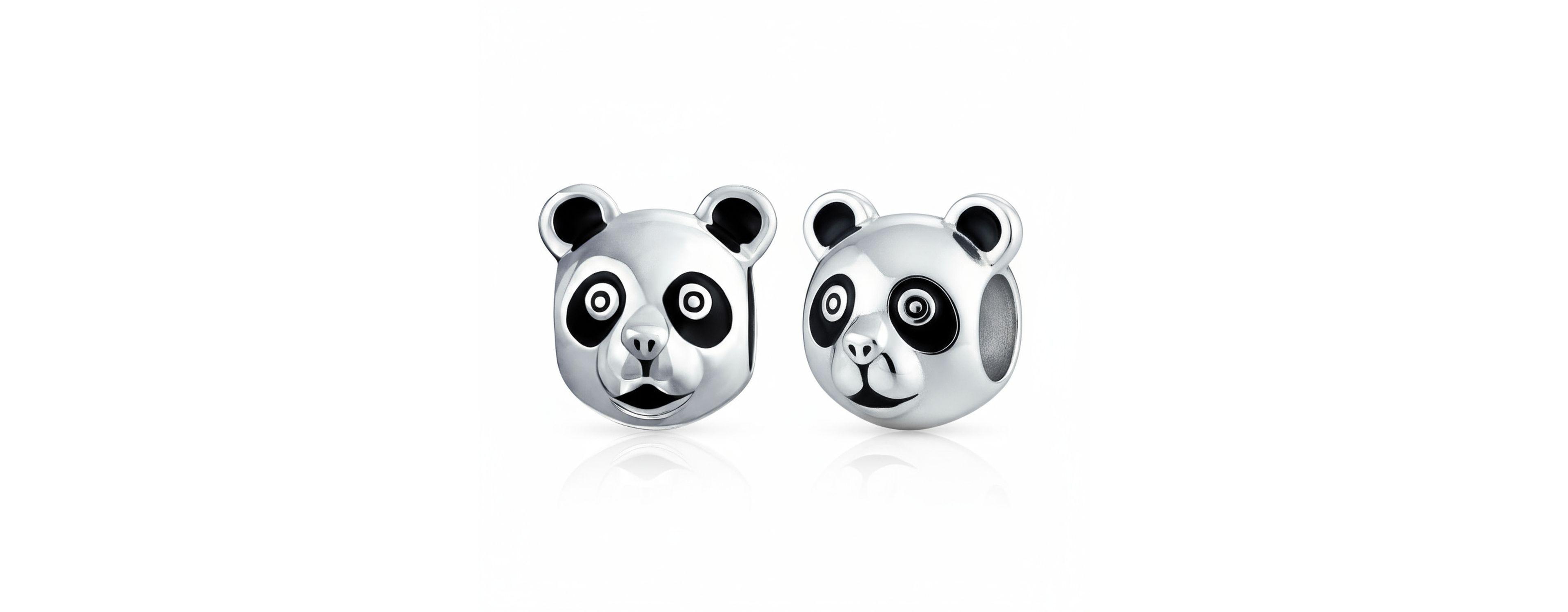 Bling Jewelry Two-Tone Sterling Silver Koala Panda Charm Bead Set of 2 Fits European Bracelet Jewelry