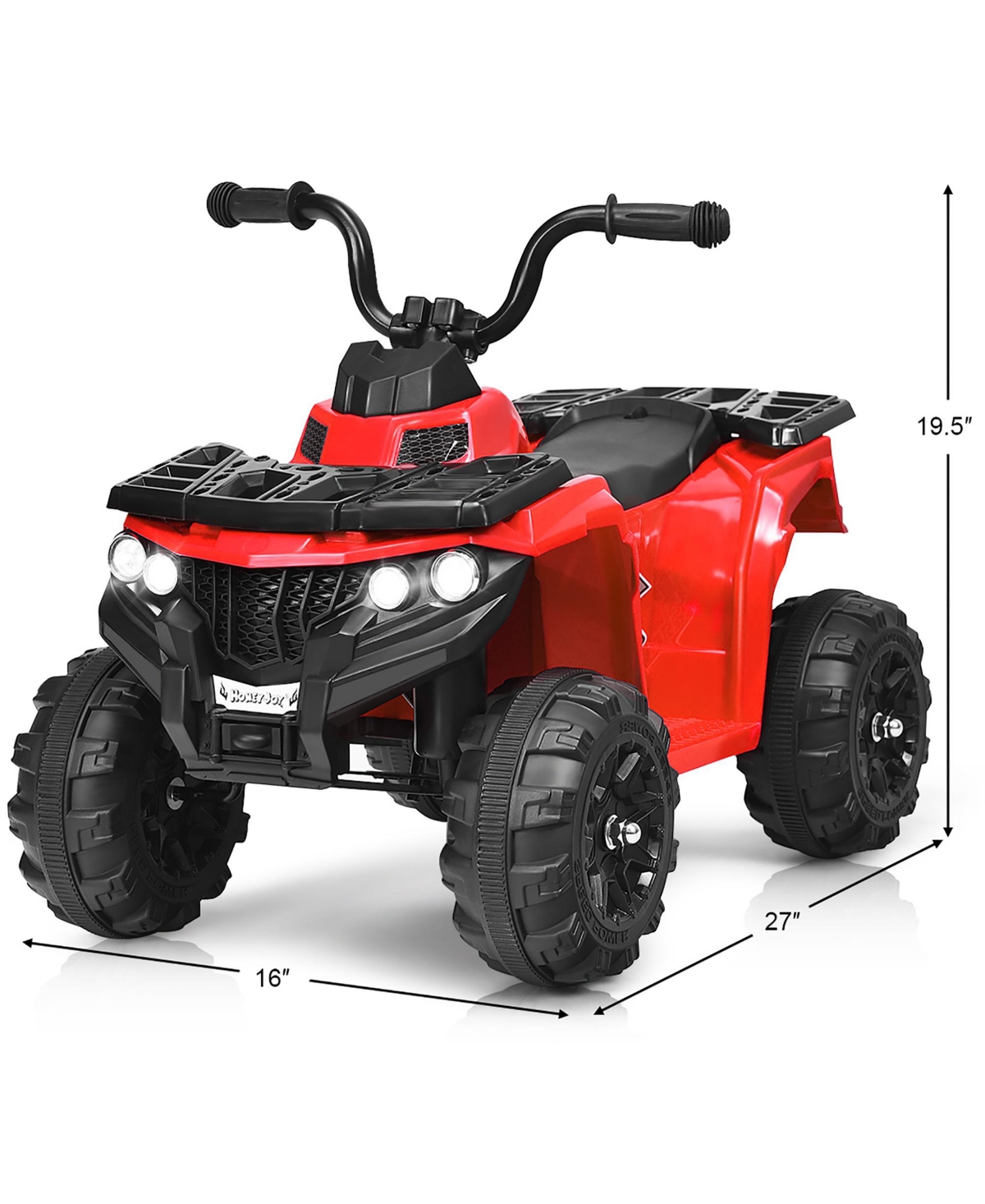 Costway 6V Battery Powered Kids Ride On Atv 4-Wheeler Quad w/ MP3 & Led Headlight