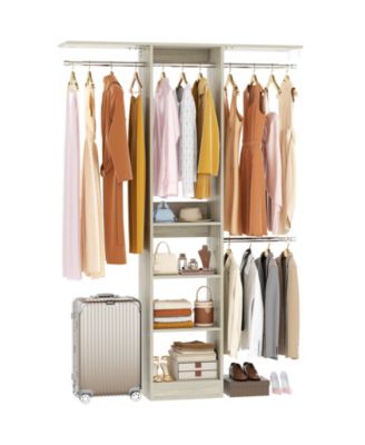 4FT Small Closet Organizer with 4 Rods and 3 Shelves, 48'' Closet System for Small Space
