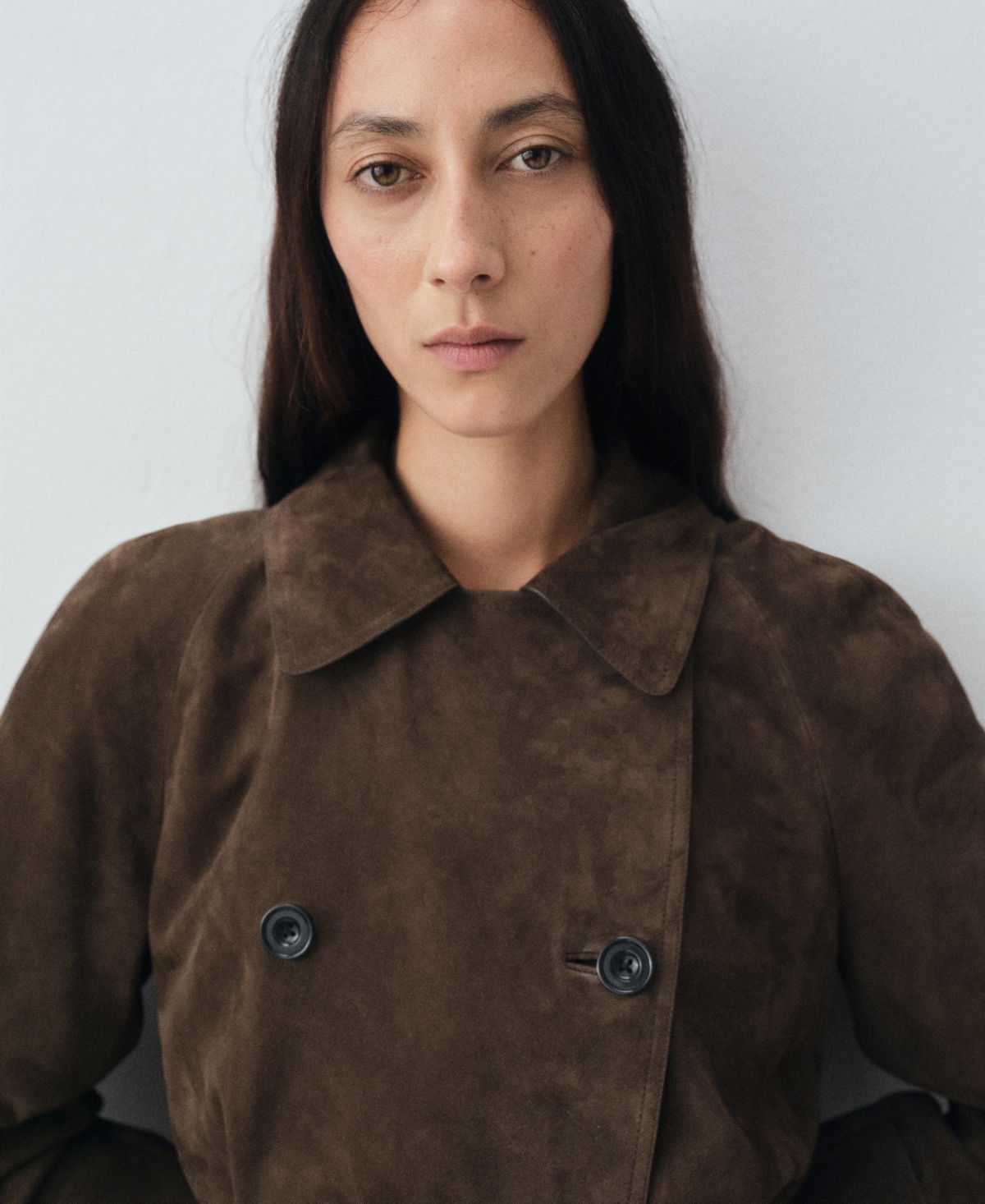 Mango Women's 100% Suede Double-Breasted Trench Coat