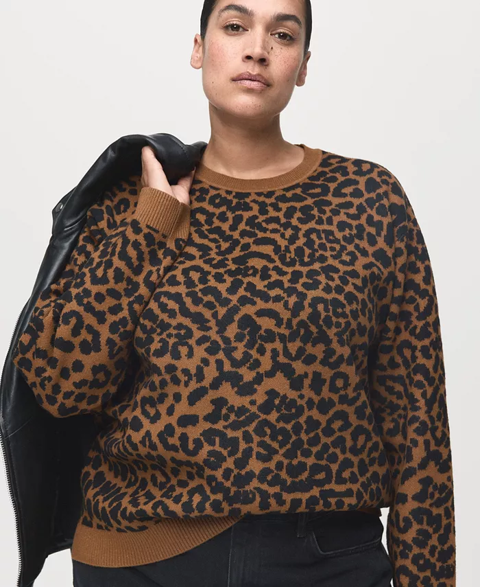 Women's Leopard-Print Knitted Sweater - thumbnail 6