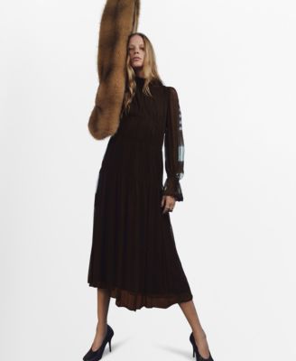 Women's Puffed Sleeves Ruffled Dress