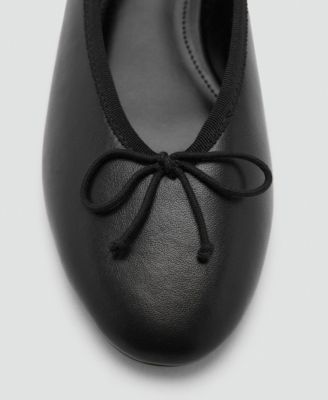 Women's Bow Leather Ballet Flats