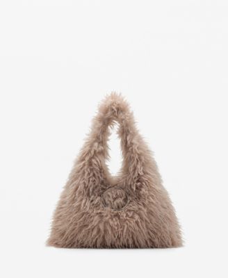 Women's Fur And Hoop Detail Shoulder Bag