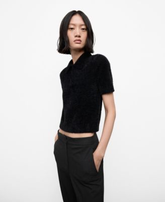 Women's Fur-Effect Polo-Neck Sweater