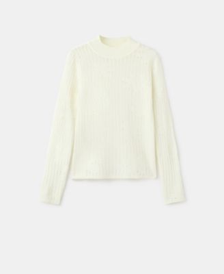 Women's Openwork Knitted Floral Sweater