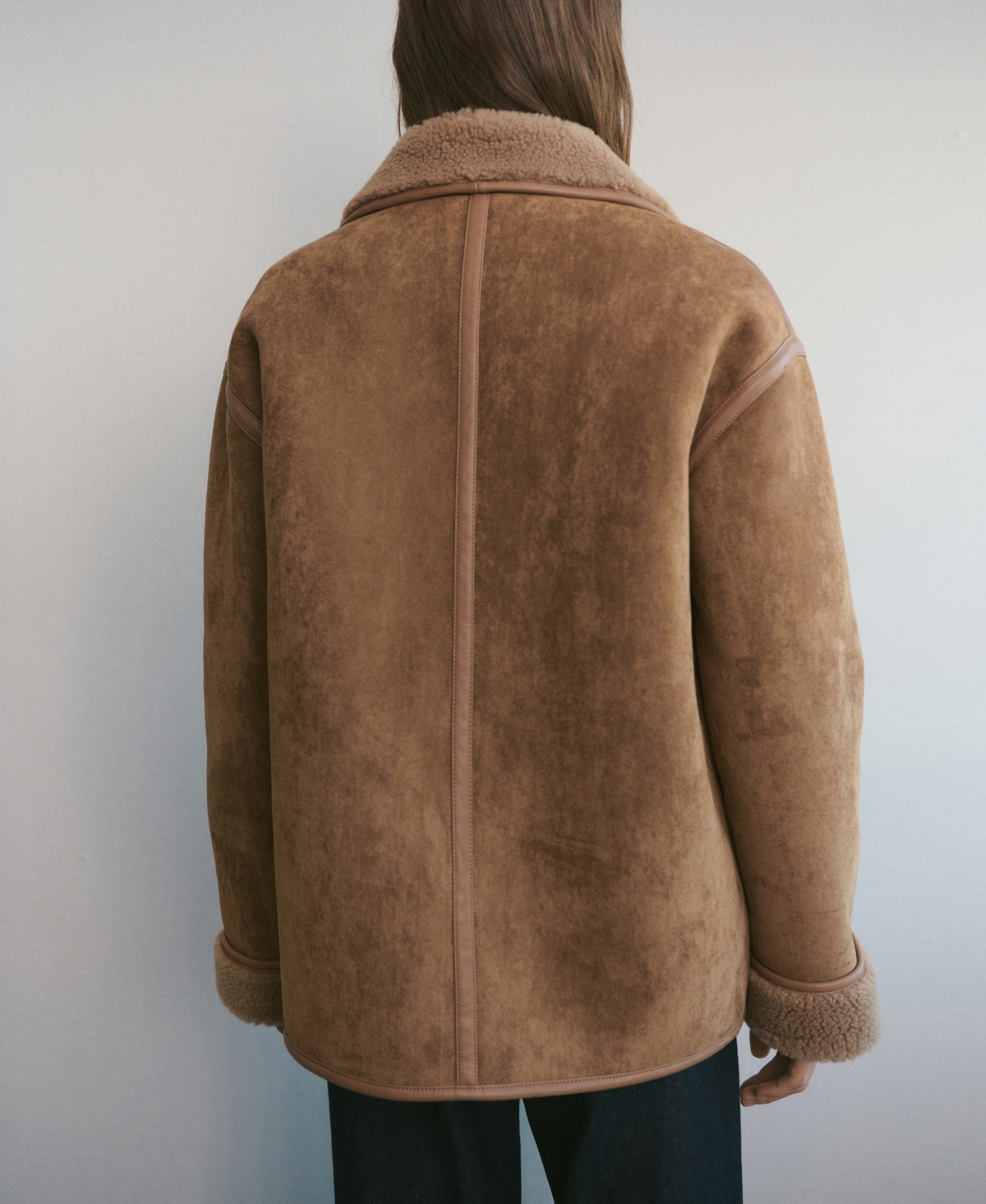 Mango Women's Faux-Shearling Leather-Effect Coat