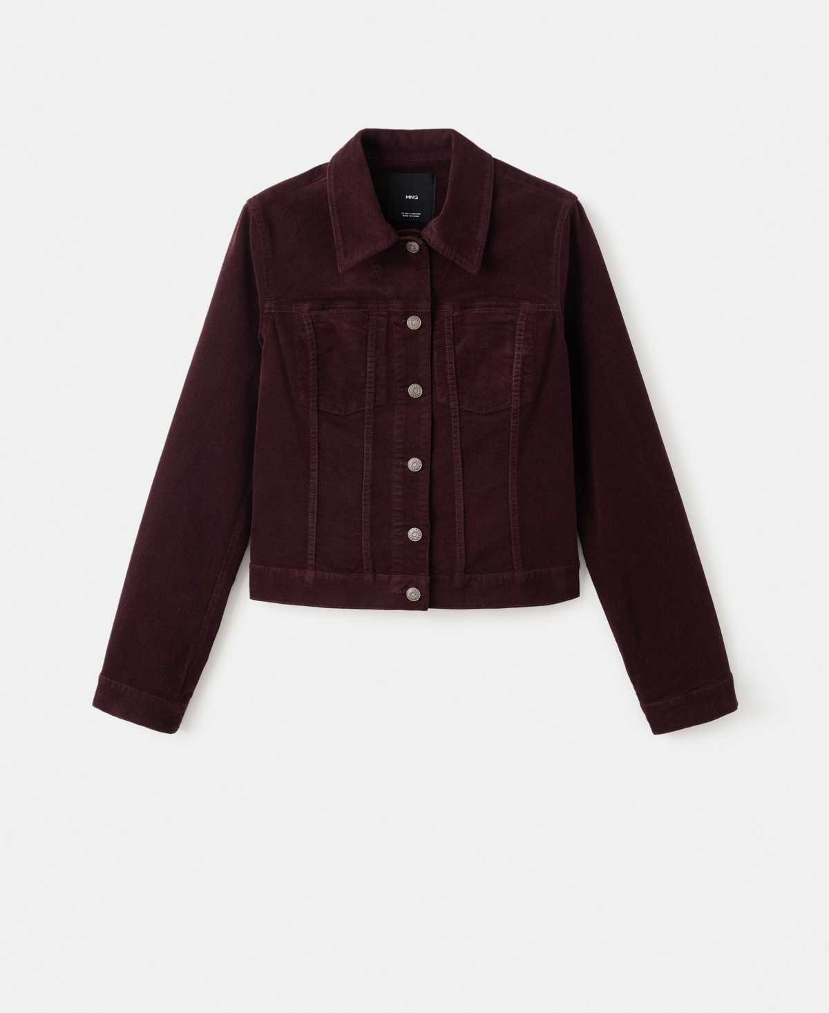 Mango Velvet Bomber Jacket With Stitching Wine In Burgundy