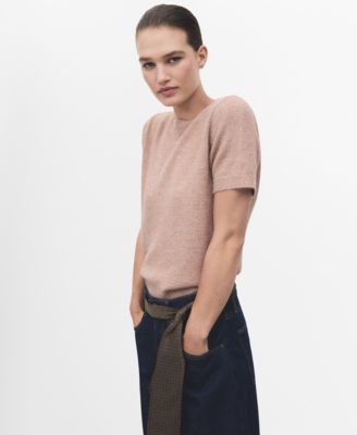 Women's Short-Sleeved Lurex Sweater