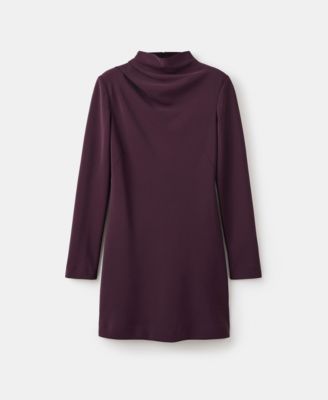 Women's Draped Neck Long-Sleeved Dress