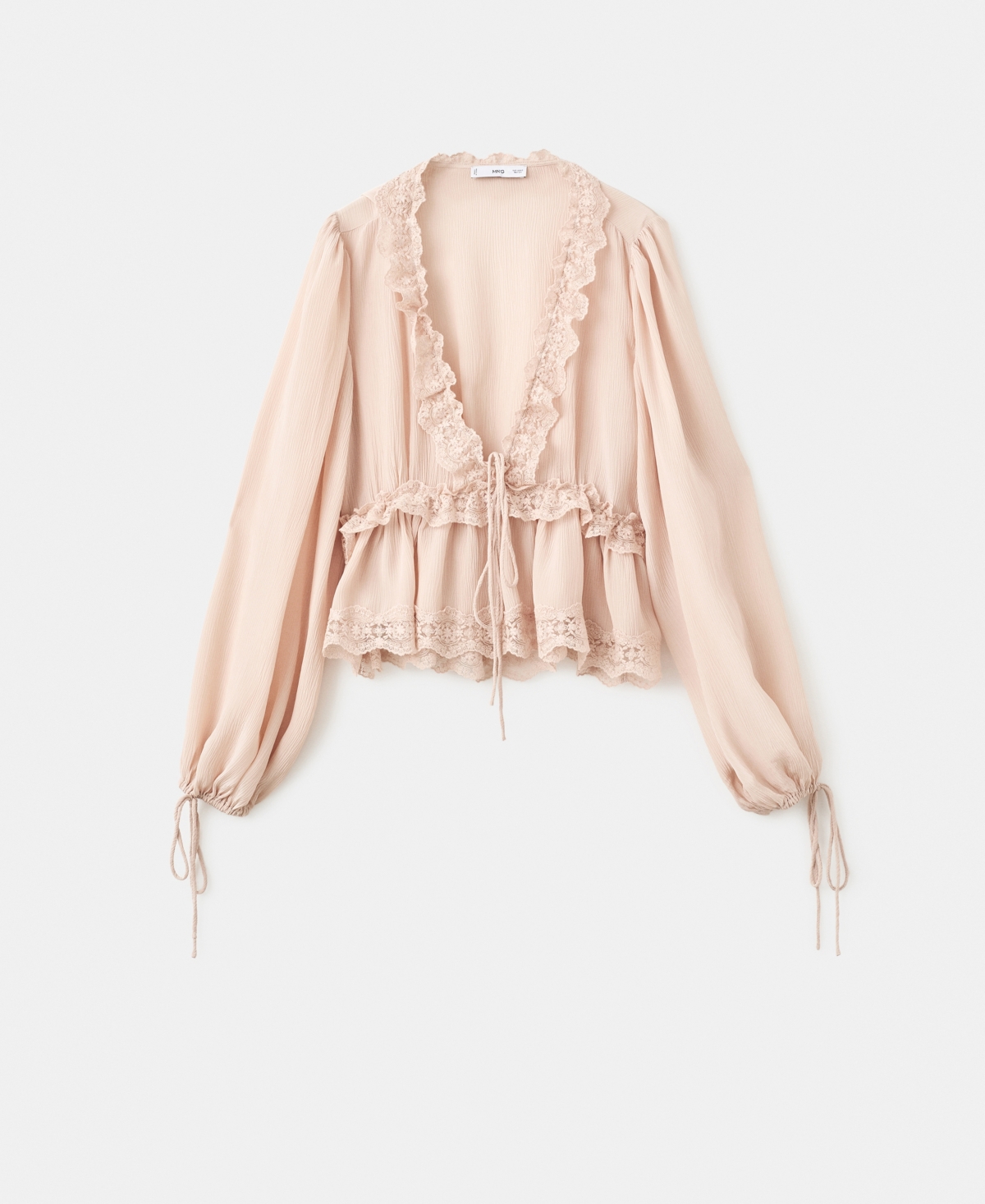 Mango Women's Lace Trim V-neck Blouse In Pink