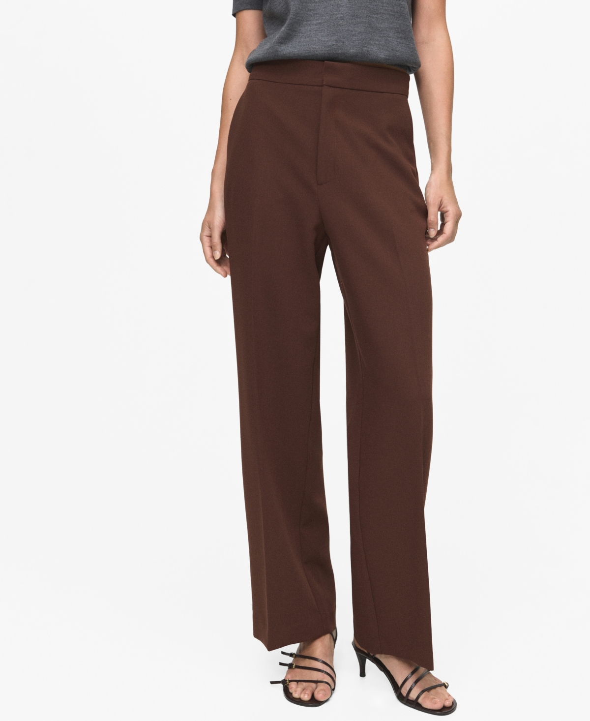Mango Women's High-waist Straight Pants In Brown