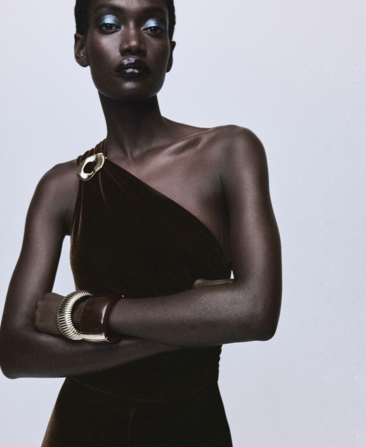 Женский комбинезон MANGO Metallic Detail Velvet Jumpsuit, цвет: Коричневый — фото 2