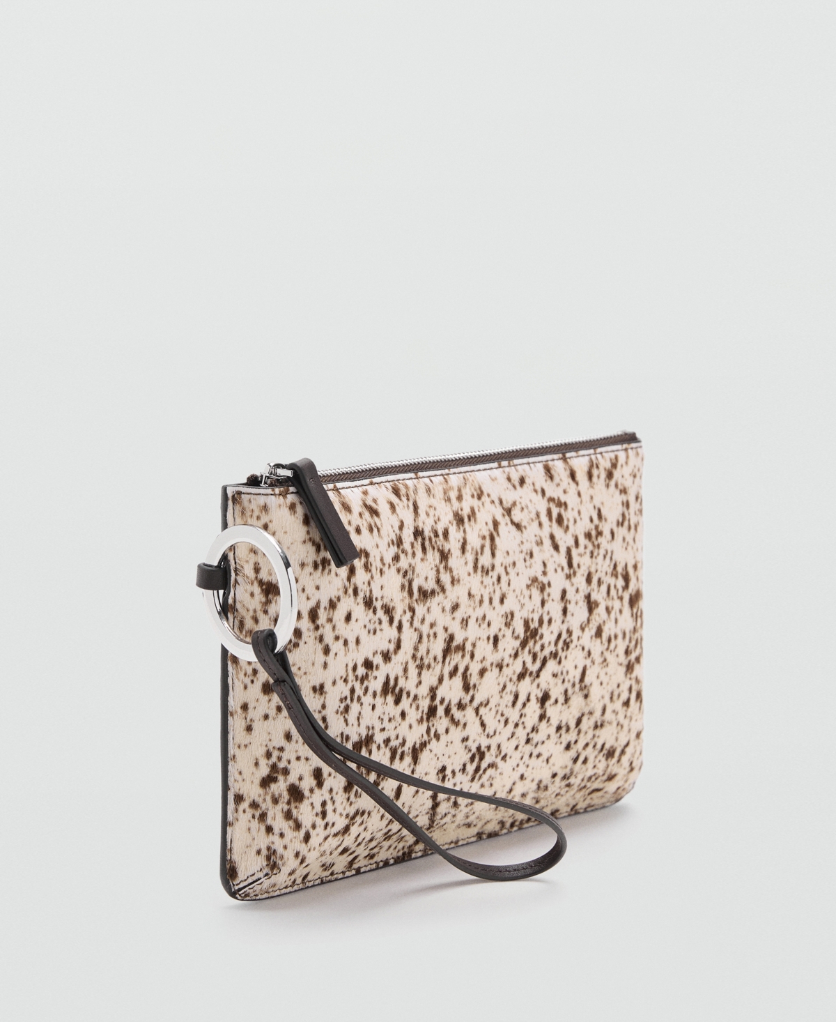Mango Women's Leather And Fur Clutch