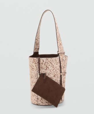 Women's Leather And Fur Bucket Bag