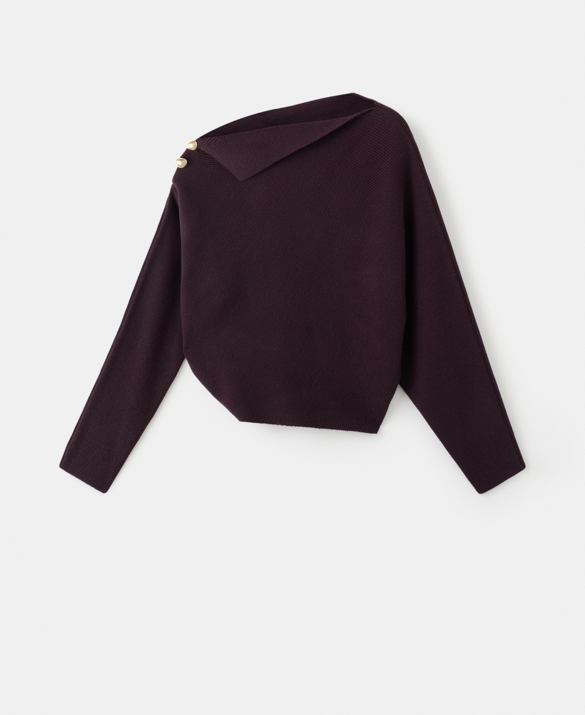 Mango Women's Asymmetrical Neck And Jewel Buttons Sweater In Brown