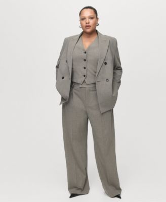 Women's Straight Wool-Blend Suit Pants