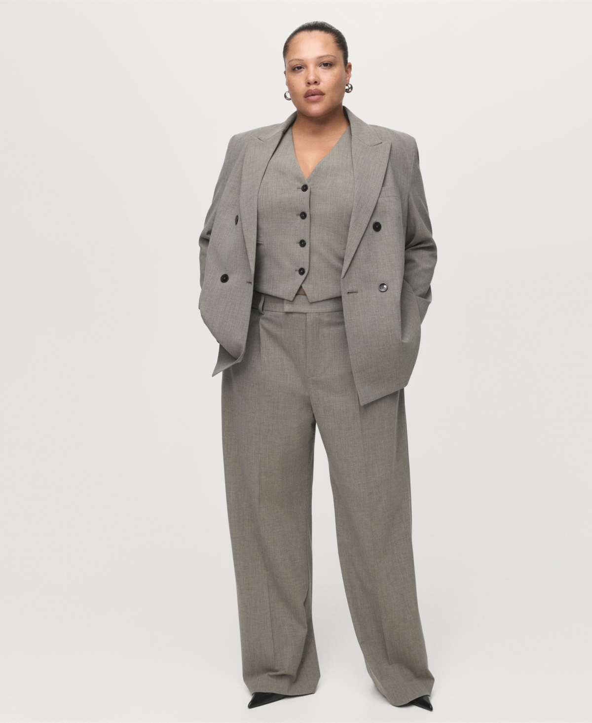 Mango Women's Straight Wool-blend Suit Pants In Gray