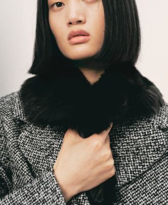 Women's Fur Collar Mottled Coat