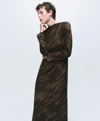 Women's Satin Animal-Print Dress