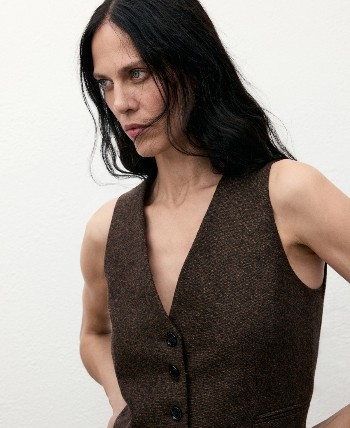 Mango Speckled Wool Blend Waistcoat In Multi