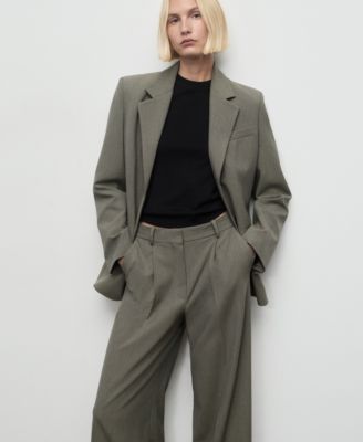 Women's Pleated Straight-Leg Suit Pants