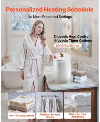 Towel Warmers for Bathroom, Towel Warmer Bucket Auto Shut Off for Spa Fits up to 3 Oversized Bath Towels, Blankets, Clothes, Bathrobes