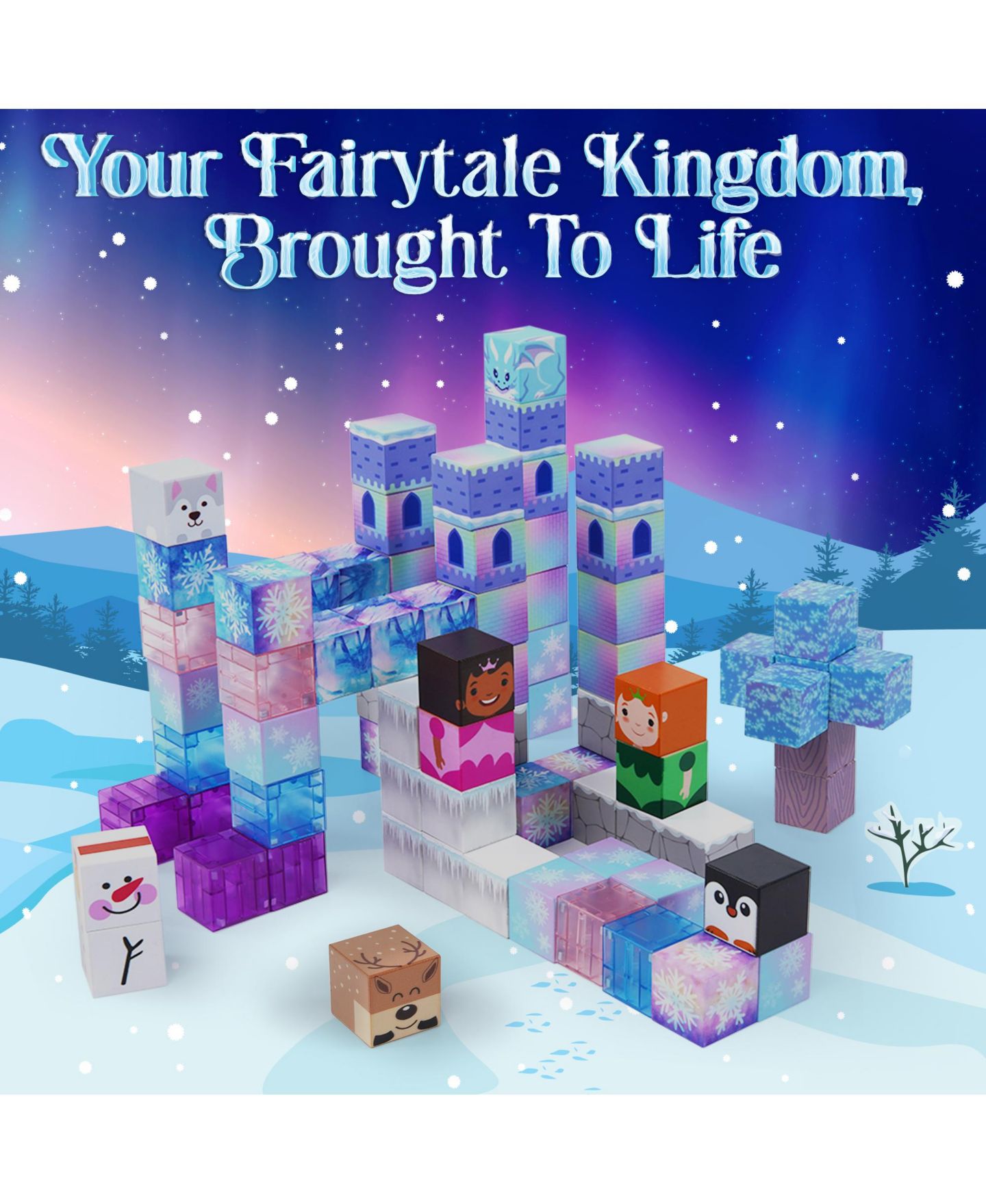 Детские конструкторы USA Toyz Frosted Fairytale 84-Piece Magnetic Building Blocks, Ages 3+ — фото 8