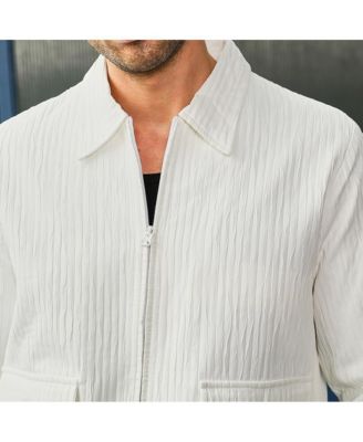 Men's Chalk White Zip-Front Crease-Tactile Jacket