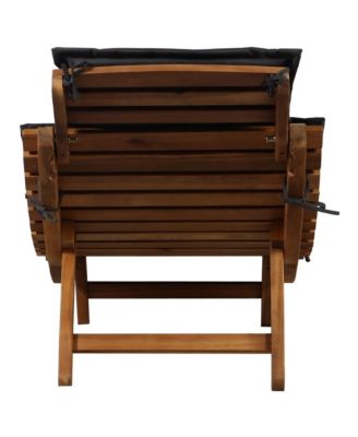 Sun Lounger Set of 2 Dark grey Solid acacia wood Standard