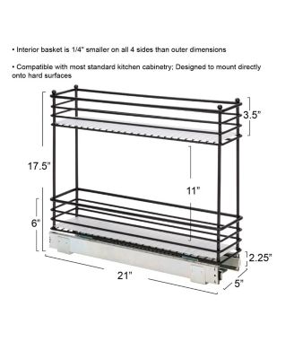 Glidez Multipurpose Paint-Finished Steel Pull-Out Storage Organizer, 2-Tier Design, Black