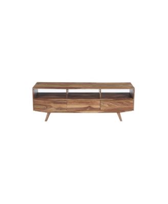 Fusion Solid Sheesham Wood TV Stand, Light Brown