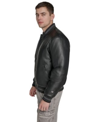 Men's Faux Leather Varsity Jacket