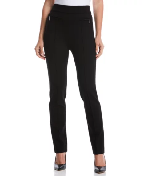 Petite Ponte Slim Leg Pants - Black